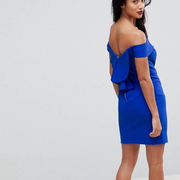 River Island Petite Blue off the shoulder dress